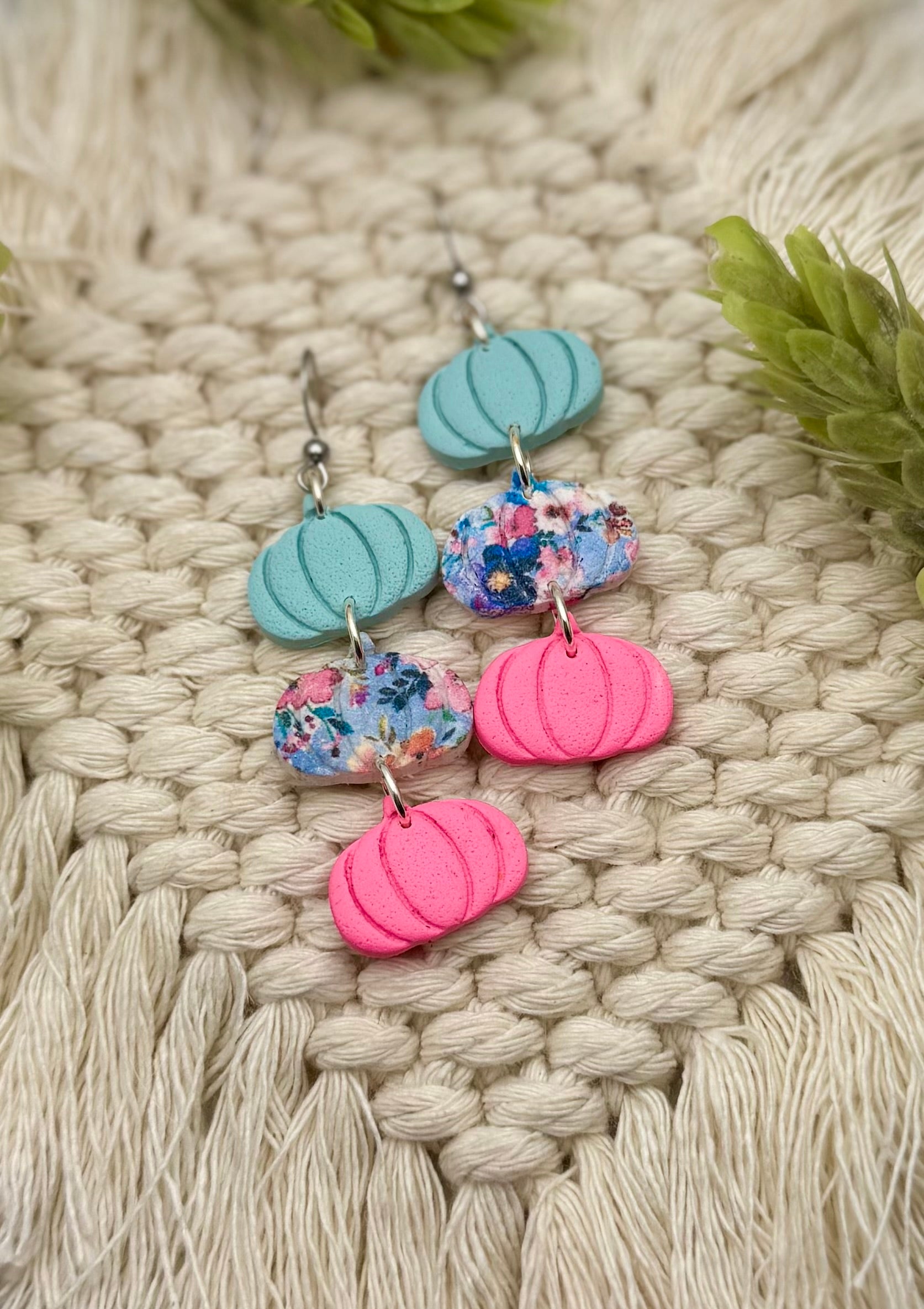Floral Gourd-geous, Handcrafted Polymer Clay Earrings